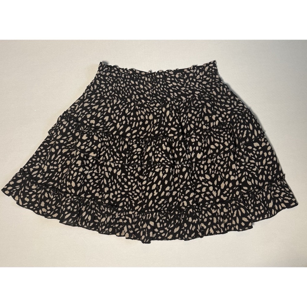 Altar'd State Skirt M Black Cream Flowy Leopard Animal Print Mini